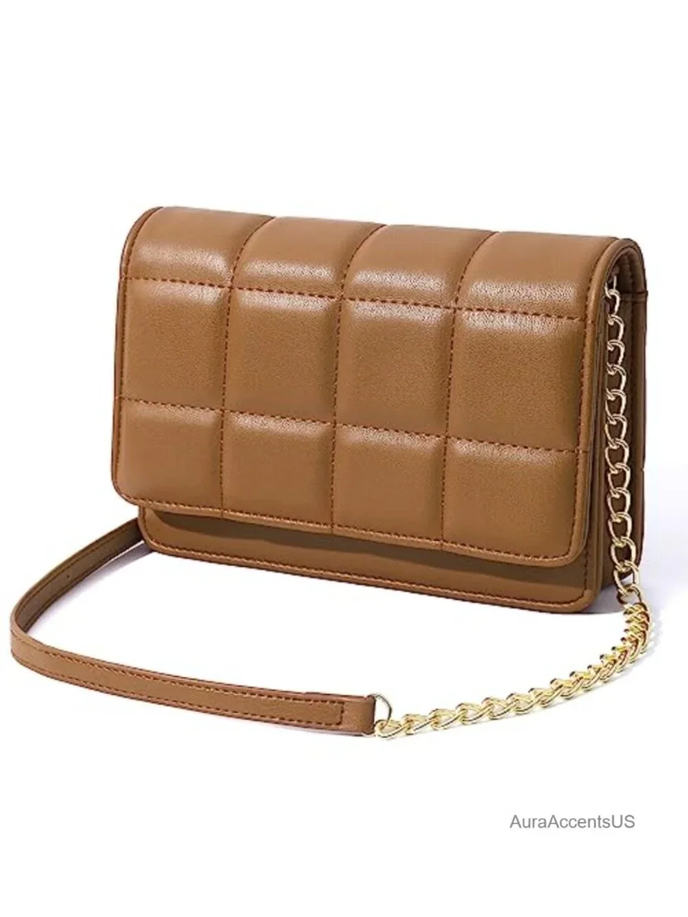 Quilted PU Leather Mini Crossbody Wallet Chain Shoulder Evening Bag